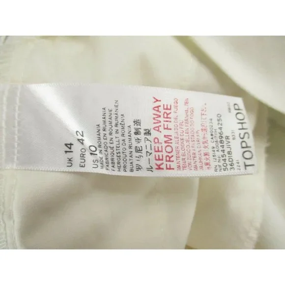 TopShop Pants Womens 10 White Slacks Relaxed Fit Tapered Stretch Casual - Picture 9 of 10